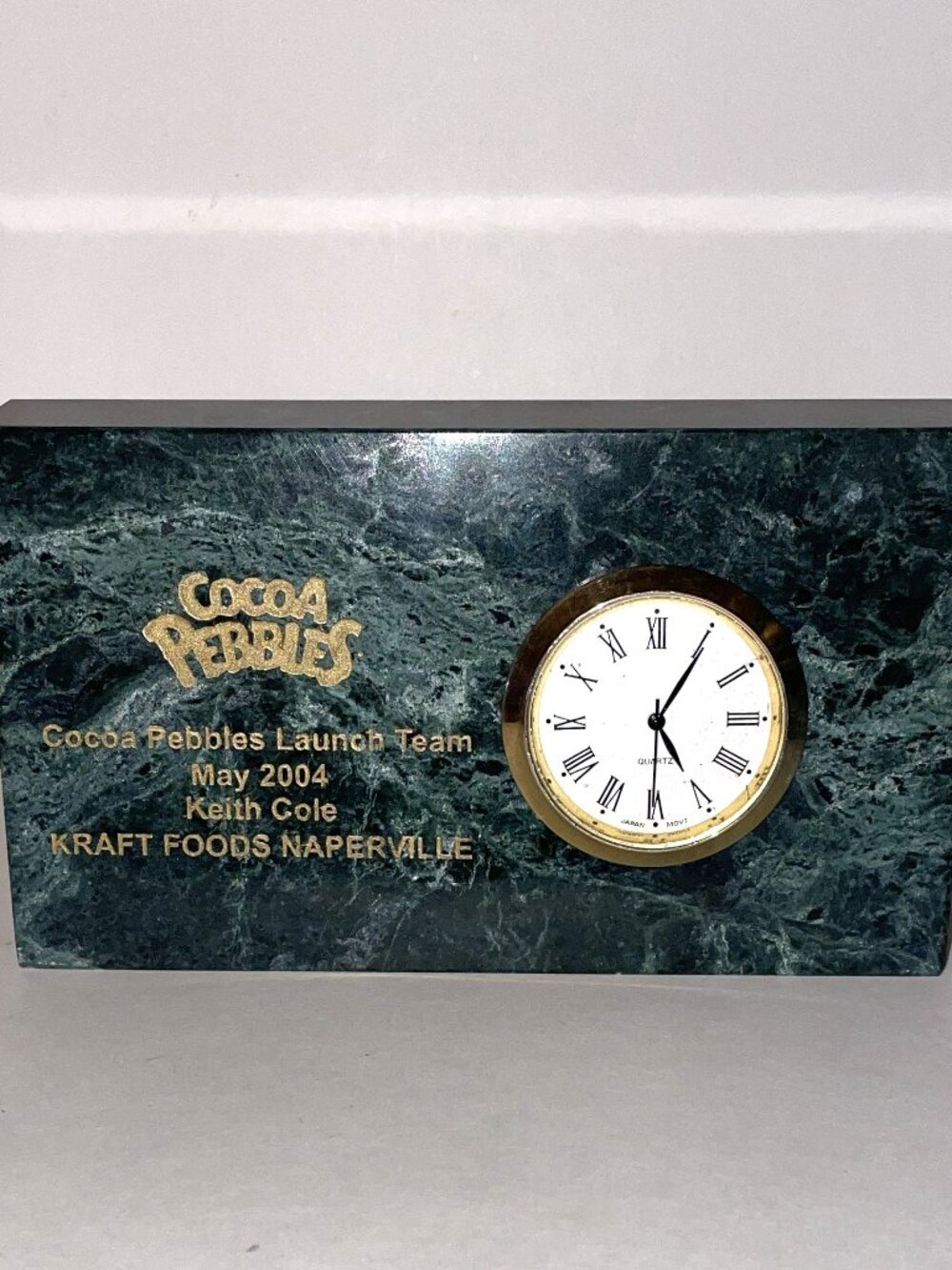 Kraft Cocoa Pebbles 2004 Launch Team Corporate Promo Marble Desk Clock Working